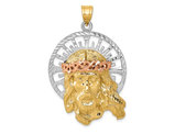 14K Yellow, White and Pink Gold Jesus Pendant (No Chain)